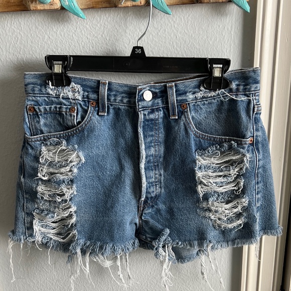 Levi's Pants - Levi’s 501XX Distressed Button fly Cut off Jean Shorts